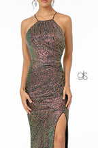 Vestido largo de noche formal con lentejuelas para baile de graduación.
