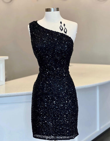 One Shoulder Tight Sky Blue Homecoming Dress