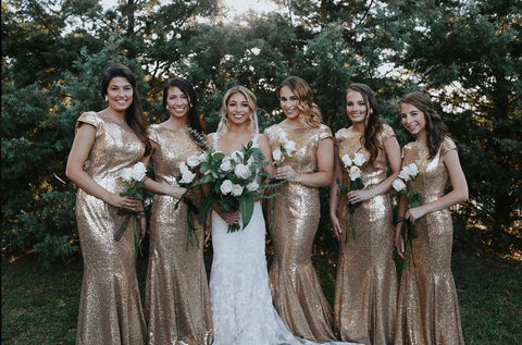 Vestidos de dama de honor con lentejuelas y cuello redondo, sencillos y sexys, para fiesta.