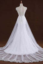 Vestidos de novia elegantes de sirena con apliques de lentejuelas y tul. 