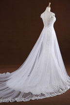Vestidos de novia elegantes de sirena con apliques de lentejuelas y tul. 