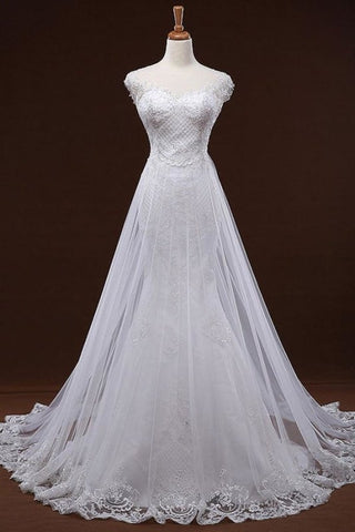 Robes de mariée élégantes sirène en tulle ornées de sequins et d'appliques, ravissantes. 