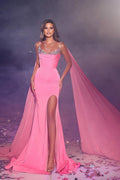 Robe de bal sirène sans manches en satin à sequins avec fente