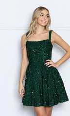 Sequin Graduation Dresses Straight Neckline Party Dress SYH100