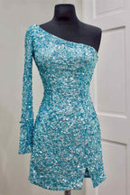 One-Shoulder Sequins Homecoming Dress