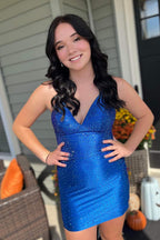 Spaghetti Straps Beaded Lace Up Homecoming Dress