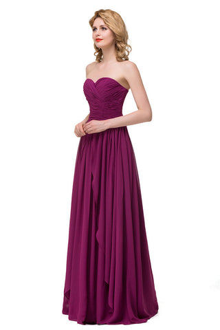 Sexy A-line Floor-length Sweetheart Ruffle Chiffon Bridesmaid Dresses