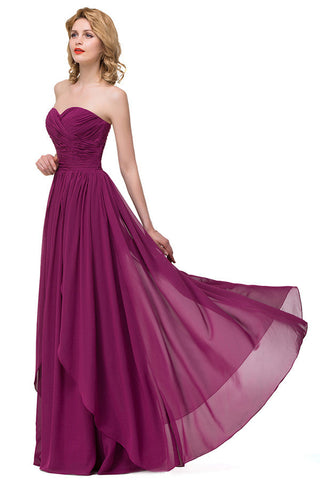 Sexy A-line Floor-length Sweetheart Ruffle Chiffon Bridesmaid Dresses