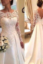 Robes de mariée sexy de coupe trapèze avec manches en dentelle 