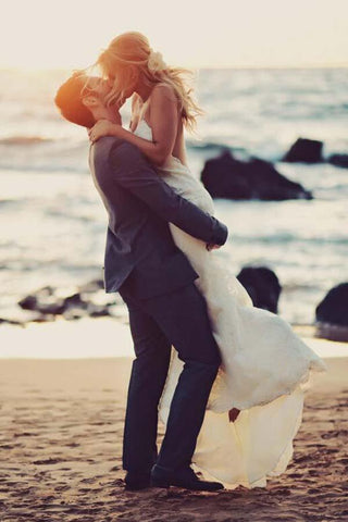 Vestidos de novia de playa de encaje de sirena sin espalda sexy WD211