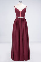 Robe de demoiselle d'honneur sexy à double décolleté en V profond, sans manches, à volants et fente latérale en mousseline. Robe de soirée