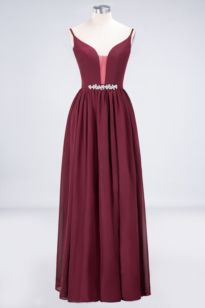 Robe de demoiselle d'honneur sexy à double décolleté en V profond, sans manches, à volants et fente latérale en mousseline. Robe de soirée
