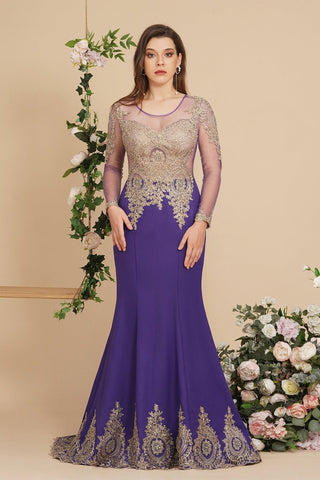 Vestidos de sirena de manga larga con apliques de encaje sexy para baile de graduación