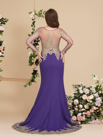 Vestidos de sirena de manga larga con apliques de encaje sexy para baile de graduación