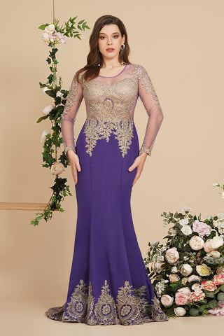 Vestidos de sirena de manga larga con apliques de encaje sexy para baile de graduación