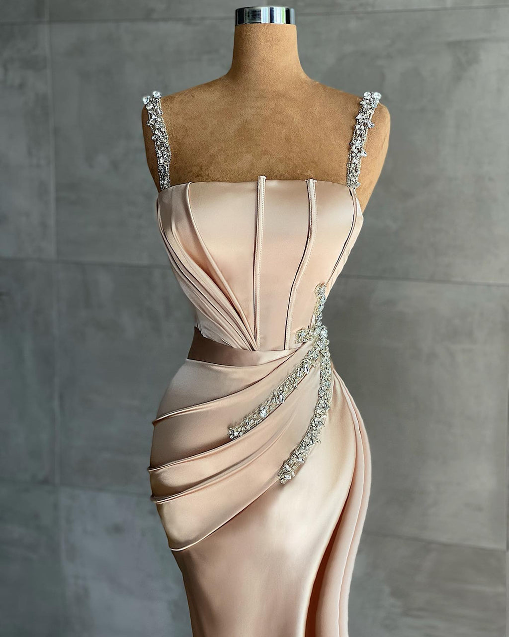 Sexy Long Satin Silk Mermaid Prom Dress with Deep Side Slit