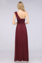 Vestido de dama de honor sexy sin mangas con escote corazón y un solo hombro, con volantes, ideal para bodas en la playa.
