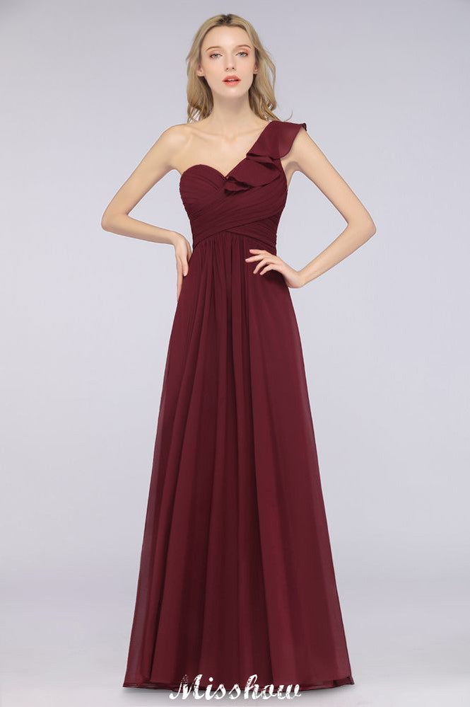 Robe de demoiselle d'honneur sexy à une épaule, décolleté cœur, sans manches, à volants, idéale pour un mariage de plage ou une fête.