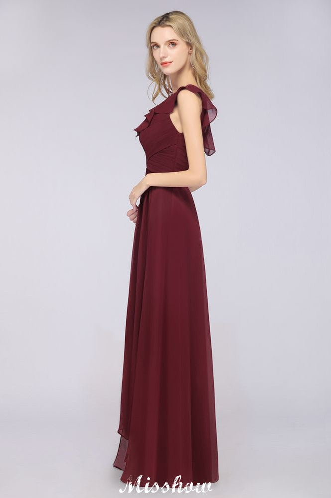 Vestido de dama de honor sexy sin mangas con escote corazón y un solo hombro, con volantes, ideal para bodas en la playa.