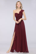 Vestido de dama de honor sexy sin mangas con escote corazón y un solo hombro, con volantes, ideal para bodas en la playa.