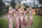 Vestidos de dama de honor sexys con lentejuelas, vestidos largos de invitada de boda en oro rosa