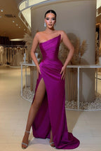Robe de soirée sirène longue et sexy sans manches avec fente