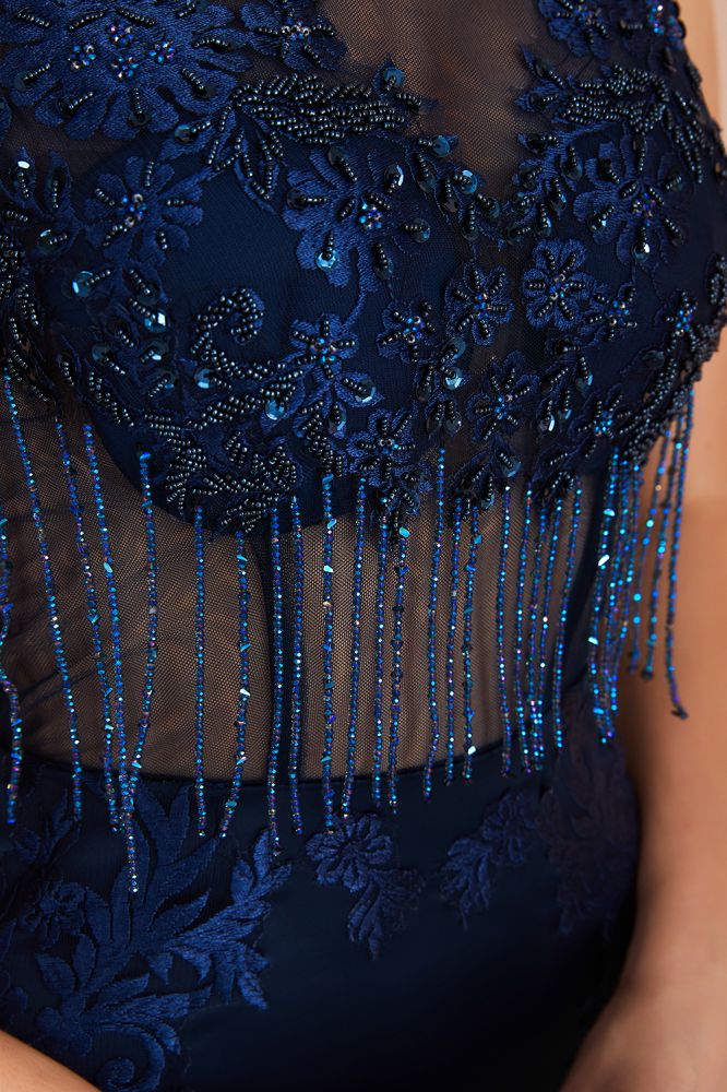 Sexy Sleeveless Mermaid Prom Dress Backless Satin Sparkly Sequins Evening Gown