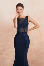 Sexy Sleeveless Mermaid Prom Dress Backless Satin Sparkly Sequins Evening Gown