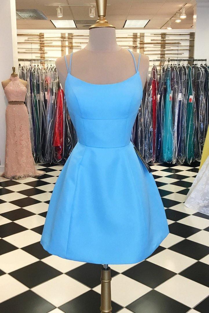 Robe de bal courte rose sexy à fines bretelles et poches PD102