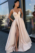 Sexy Spaghetti-Strapss Sweetheart Prom Dress Long With Split