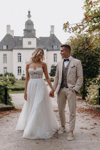 Robes de mariée sexy sans bretelles, fourreau, en tulle long jusqu'au sol, ornées d'appliqués 