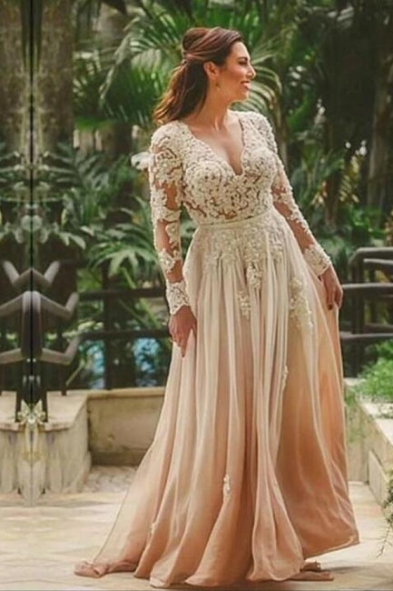 Robe de mariée bohème sexy en mousseline de soie, coupe trapèze, manches longues, dos nu, à décolleté cœur