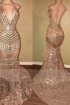 Sexy V-Neck Sequins Mermaid Long Prom Dress Online