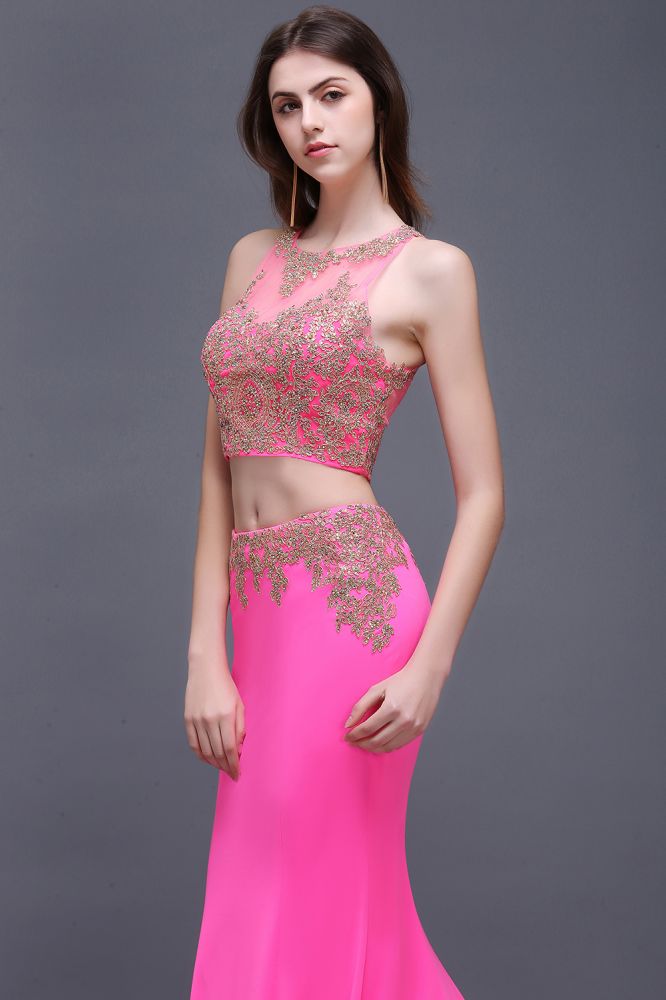 Vestidos de fiesta de corte recto, redondos, de satén elástico fucsia