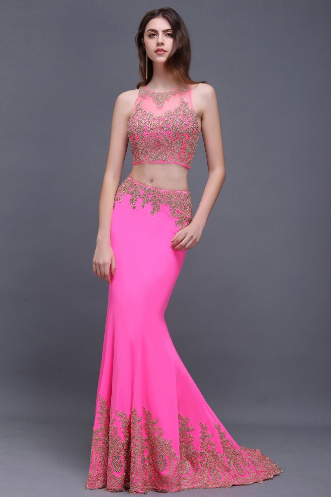 Vestidos de fiesta de corte recto, redondos, de satén elástico fucsia