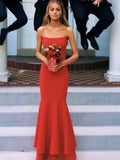 Vestidos de fiesta de crepé elástico, sin mangas, de corte recto, con tirantes finos y largo hasta el suelo.