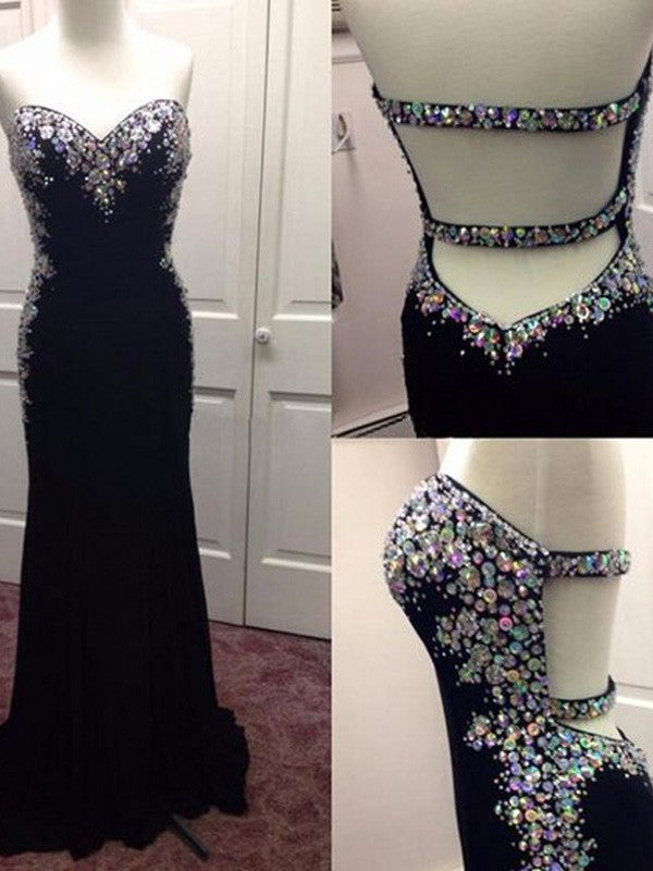 Vestidos de fiesta de corte recto/columna con escote corazón, sin mangas, de spandex y lentejuelas