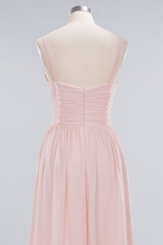 Vestidos de fiesta de corte A con tirantes finos transparentes | Vestidos de noche sencillos de gasa sin mangas