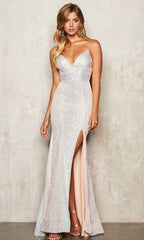 Lace Up Back Sequin Gown