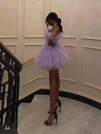 Robes de bal courtes en tulle, coupe princesse, bustier, style princesse, sans bretelles