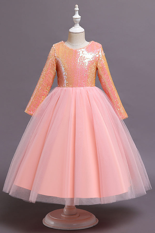 Robes de demoiselle d'honneur courtes en tulle à sequins et manches, de coupe trapèze