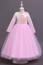 Robes de demoiselle d'honneur courtes en tulle à sequins et manches, de coupe trapèze