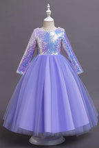 Robes de demoiselle d'honneur courtes en tulle à sequins et manches, de coupe trapèze