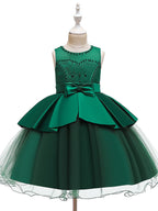 Vestidos cortos de corte A de tul y satén con cuello joya para bodas, fiestas y comuniones