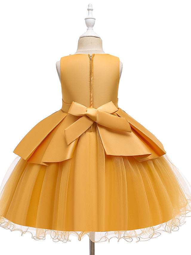 Vestidos cortos de corte A de tul y satén con cuello joya para bodas, fiestas y comuniones