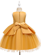 Vestidos cortos de corte A de tul y satén con cuello joya para bodas, fiestas y comuniones