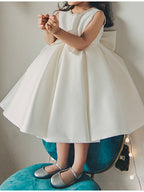 Robe de bal courte en satin sans manches à col rond, robe de demoiselle d'honneur pour mariage