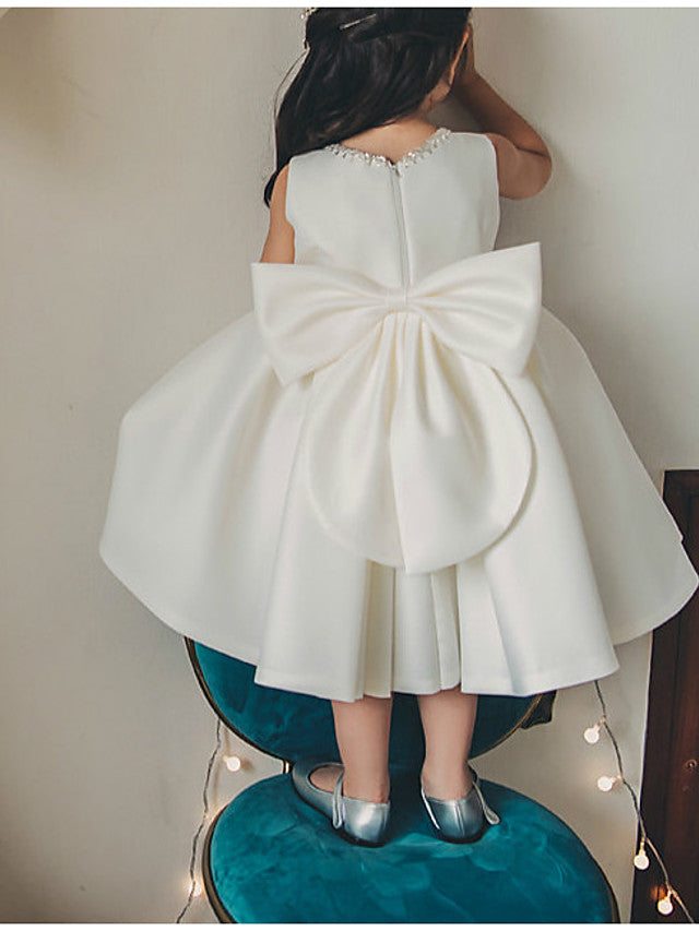 Vestido corto de baile de satén sin mangas con cuello joya para bodas, fiestas y damitas de honor