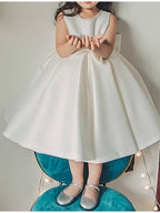Robe de bal courte en satin sans manches à col rond, robe de demoiselle d'honneur pour mariage