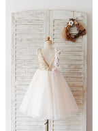 Vestido corto de baile de tul con lentejuelas para boda, cumpleaños o niña de las flores